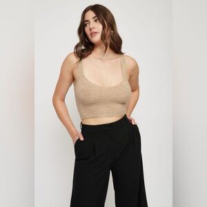 Dynamite Cropped Knit Tank in Oatmeal